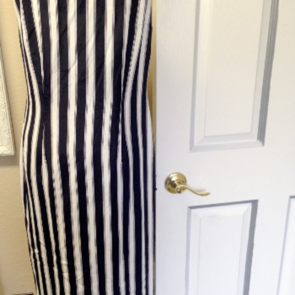 Nautical Bold Stripe Lace Back Midi Dress Size 8 - Picture 4 of 5